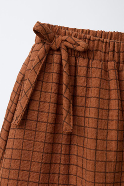 ZARA ЮБКА МИДИ В КЛЕТКУ, КАРАМЕЛЬНЫЙ