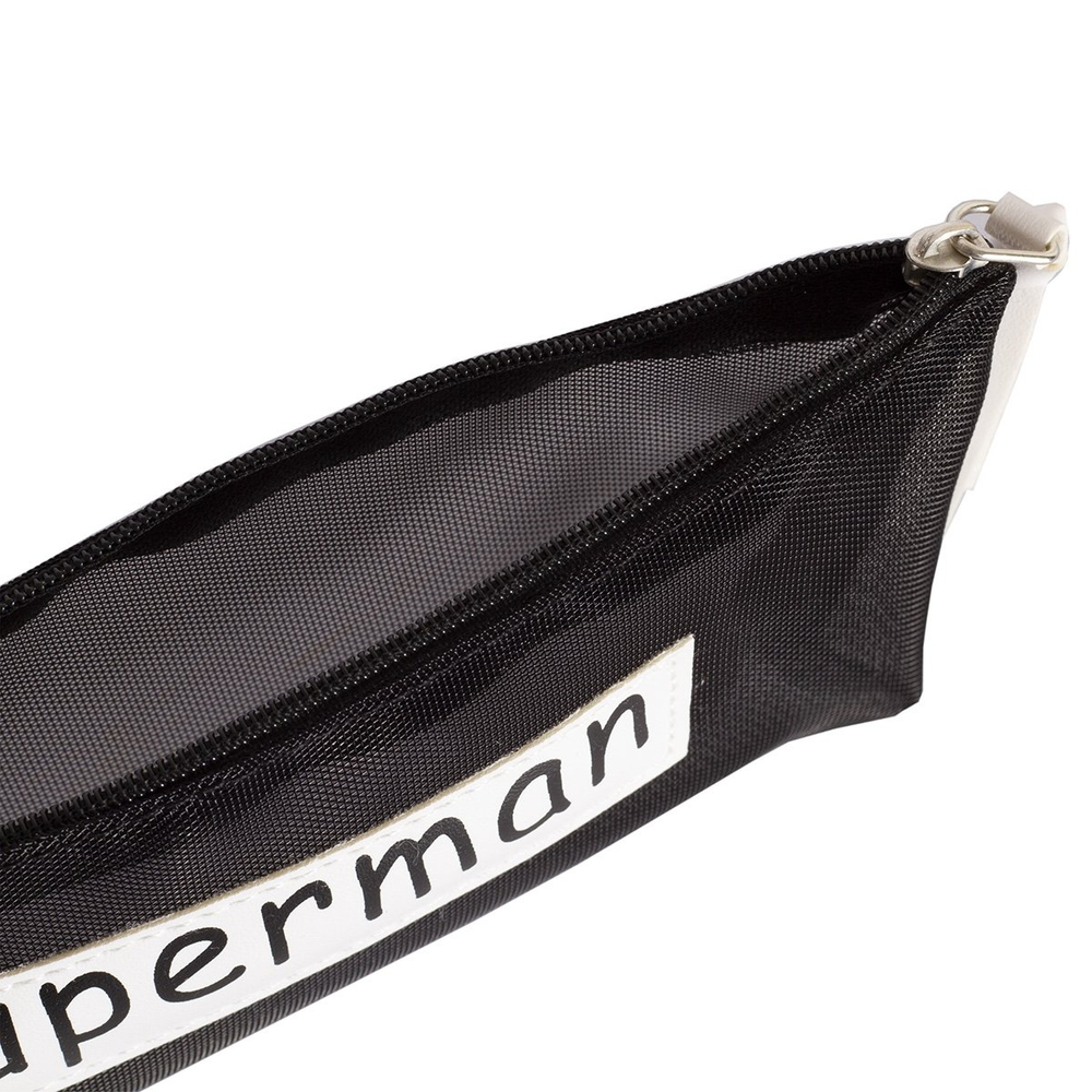Пенал - косметичка Alingar, ПВХ-сетка, молния, 90 х 200 мм, "Superman", черный (надпись Superman)