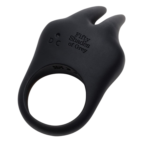 Черное эрекционное виброкольцо 3,2см с кроликом Fifty Shades of Grey Sensation Vibrating Rabbit Love Ring
