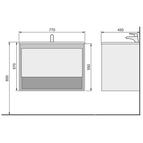 Тумба с раковиной Jorno Glass 80 см Gla.01.77/P/W белая