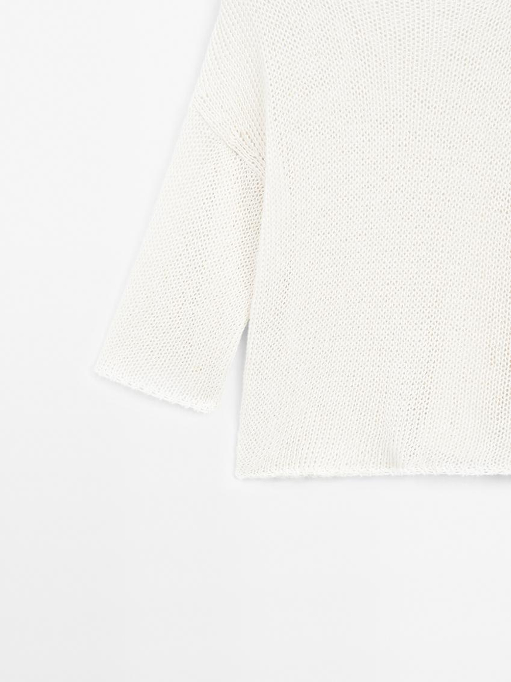 Massimo Dutti Свитер оверсайз с короткими рукавами - STUDIO, натуральный, кремовый