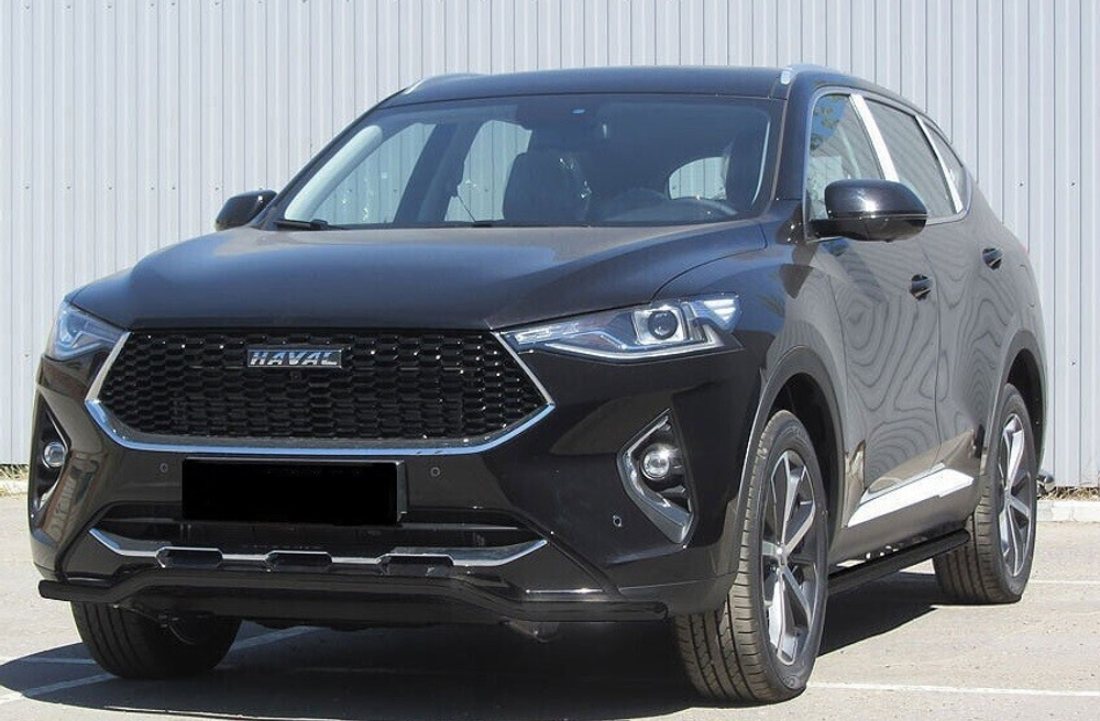 Защита переднего бампера Haval F7 F7x (2019-2023) d42 волна черная