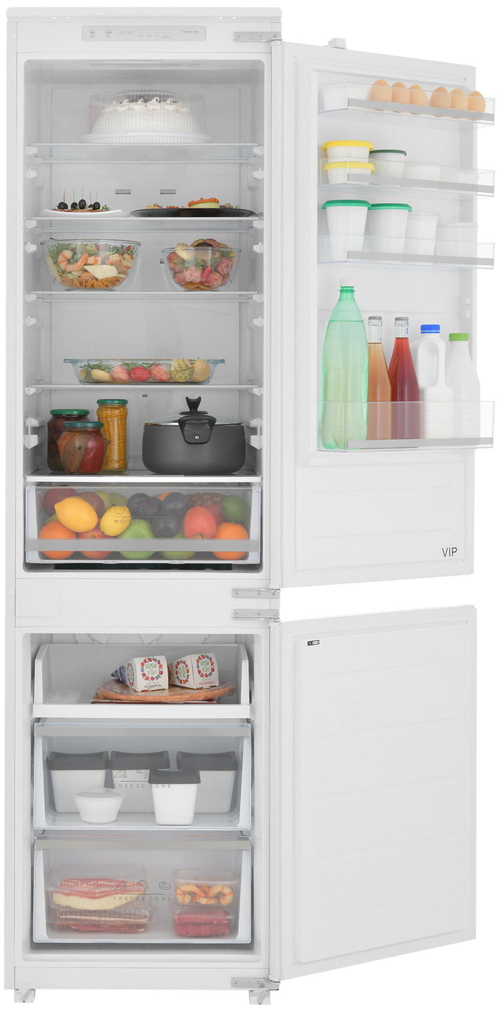 Встраиваемый двухкамерный холодильник Zugel ZRI2000FNF