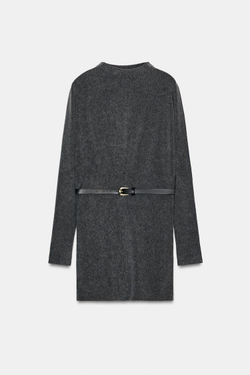 ZARA ПЛАТЬЕ ИЗ МЯГКОЙ ТКАНИ С РЕМНЕМ, АНТРАЦИТОВО-СЕРЫЙ