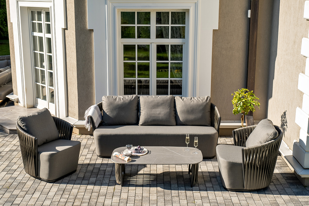 "Флоренция" лаунж-зона из искусственного ротанга, цвет графит