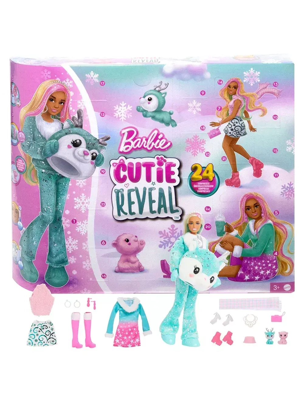 Адвент календарь набор с куклой Барби Cutie Reveal HJX76