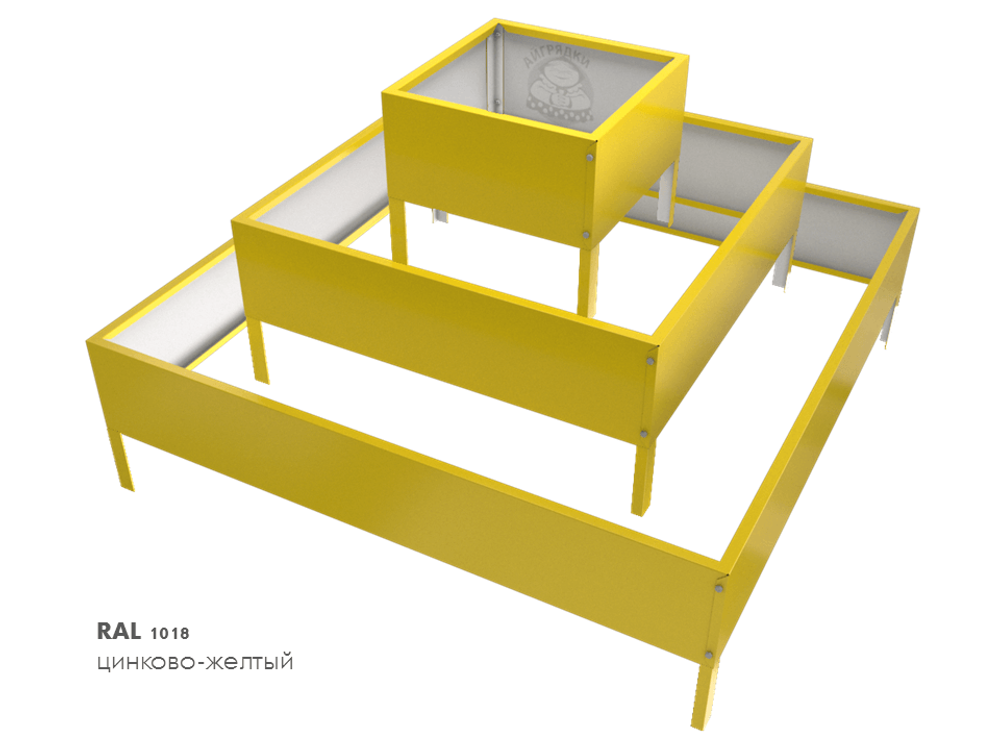Клумба квадратная оцинкованная Пирамида 3 яруса RAL 1018 Цинково-жёлтый