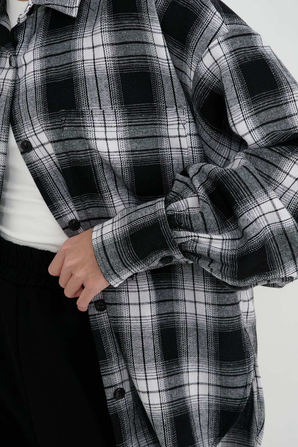 Рубашка из фланели в серо-черную клетку