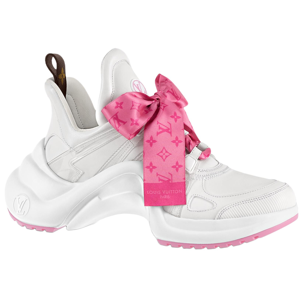 LOUIS VUITTON Archlight 1.0 Sneakers "White With Pink Monogram Ribbon" Women"s