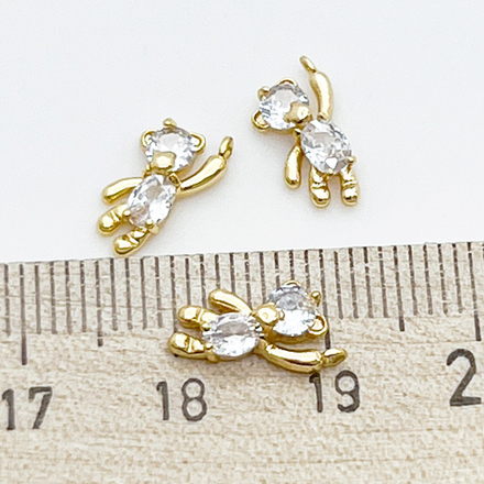 Подвеска Мишка (маленький!), позолота, фианиты, размер 12*6 мм, цена за 1 шт