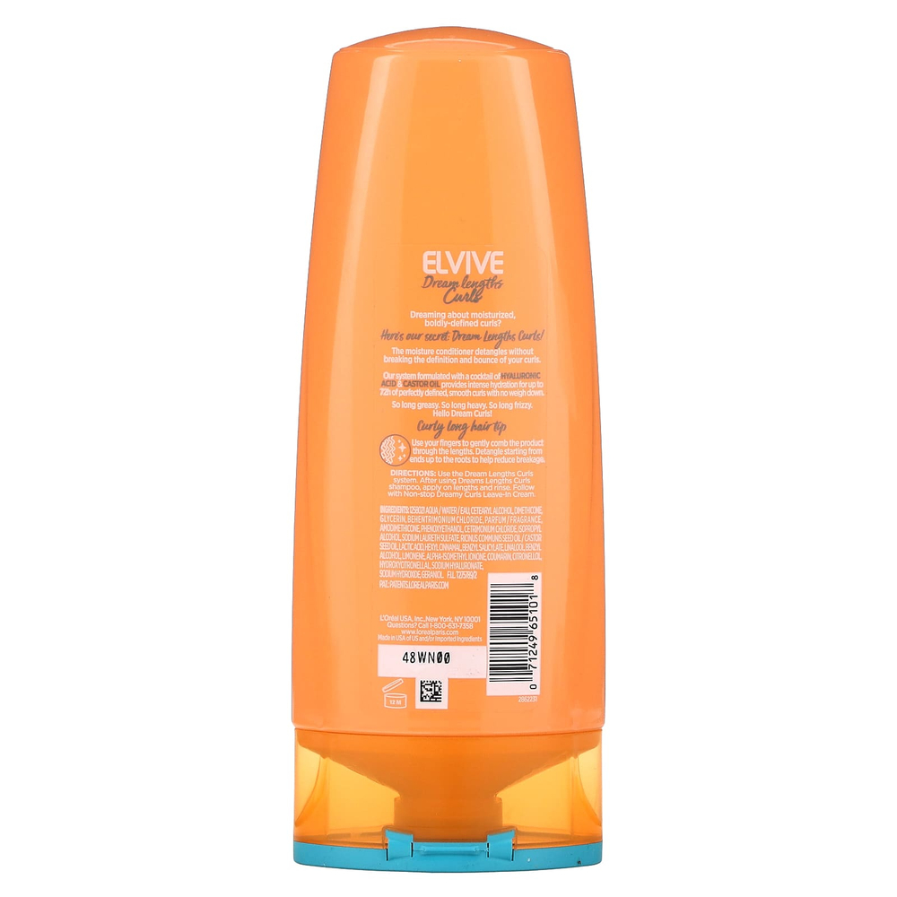 L'Oréal, Elvive, Dream Lengths Curls, увлажняющий кондиционер, для волнистых и вьющихся волос, 375 мл (12,6 жидк. унц.)