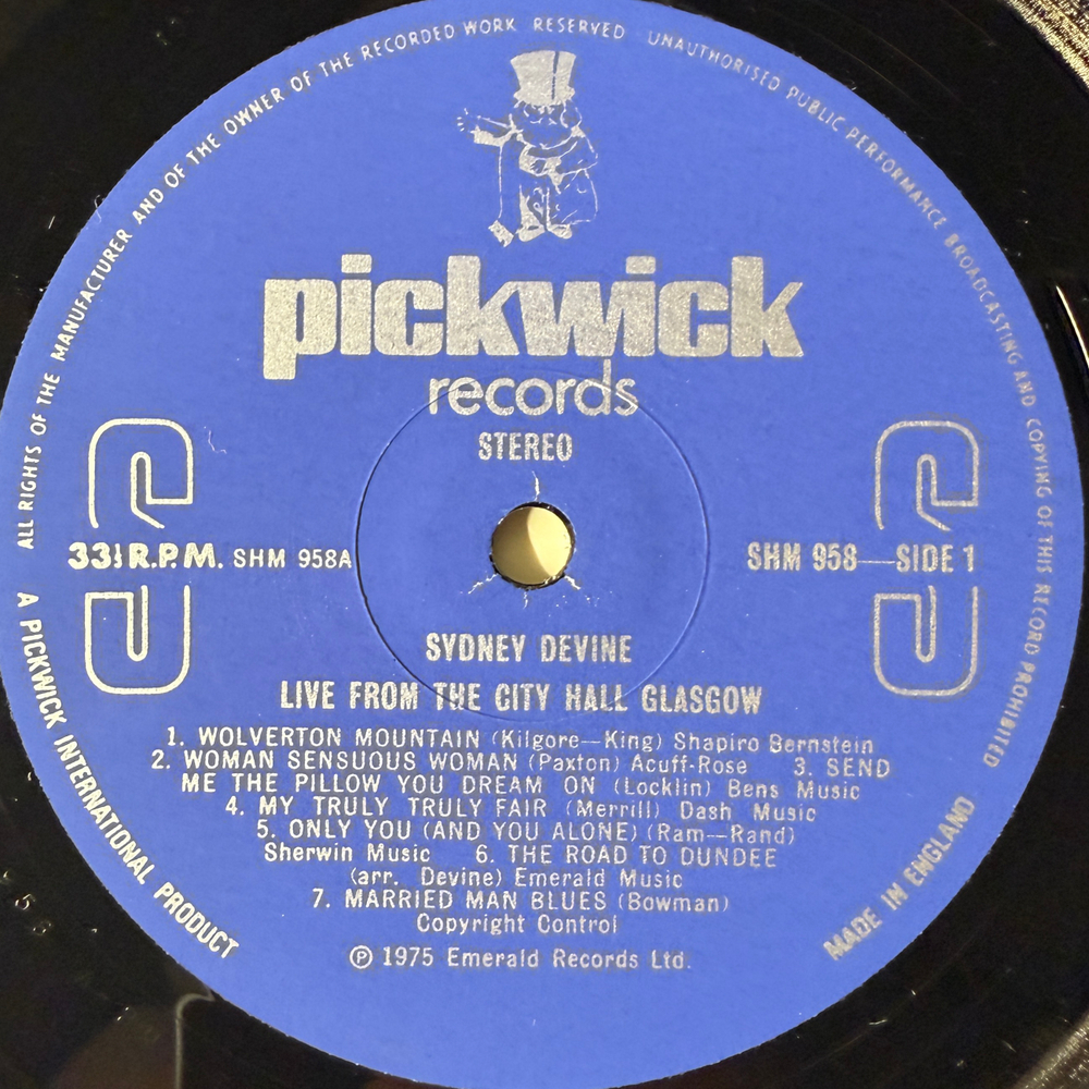 Sydney Devine – Live From The City Hall Glasgow (Англия 1975г.) Т