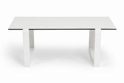 "Варадеро" журнальный стол из HPL 110х60 H43, каркас алюминий белый муар, цвет столешницы "молочный"