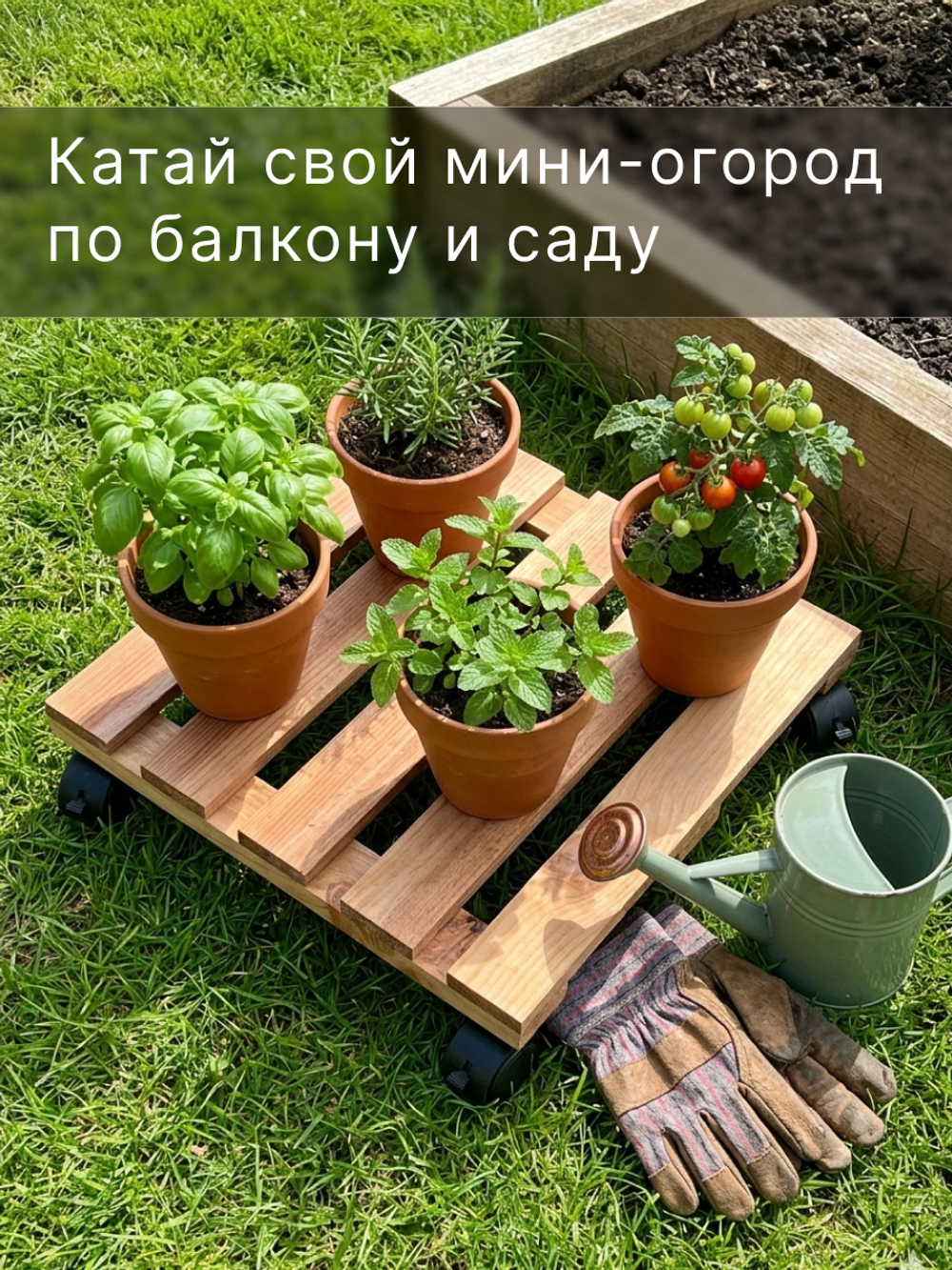 Подставка для цветов, 30х30х7, Флорэль, на колесиках, этажерка, напольное, на подоконник, полка, из массива дерева, коричневый, Dipriz