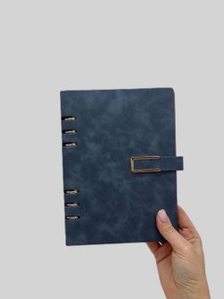 Блокнот органайзер А5 на кольцах 96 л. на магните в линейку синий джинс(5919-6)