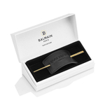 Balmain Hair Couture Заколка со шпилькой черная с лого Genuine Leather Signature Hair Barrette Black