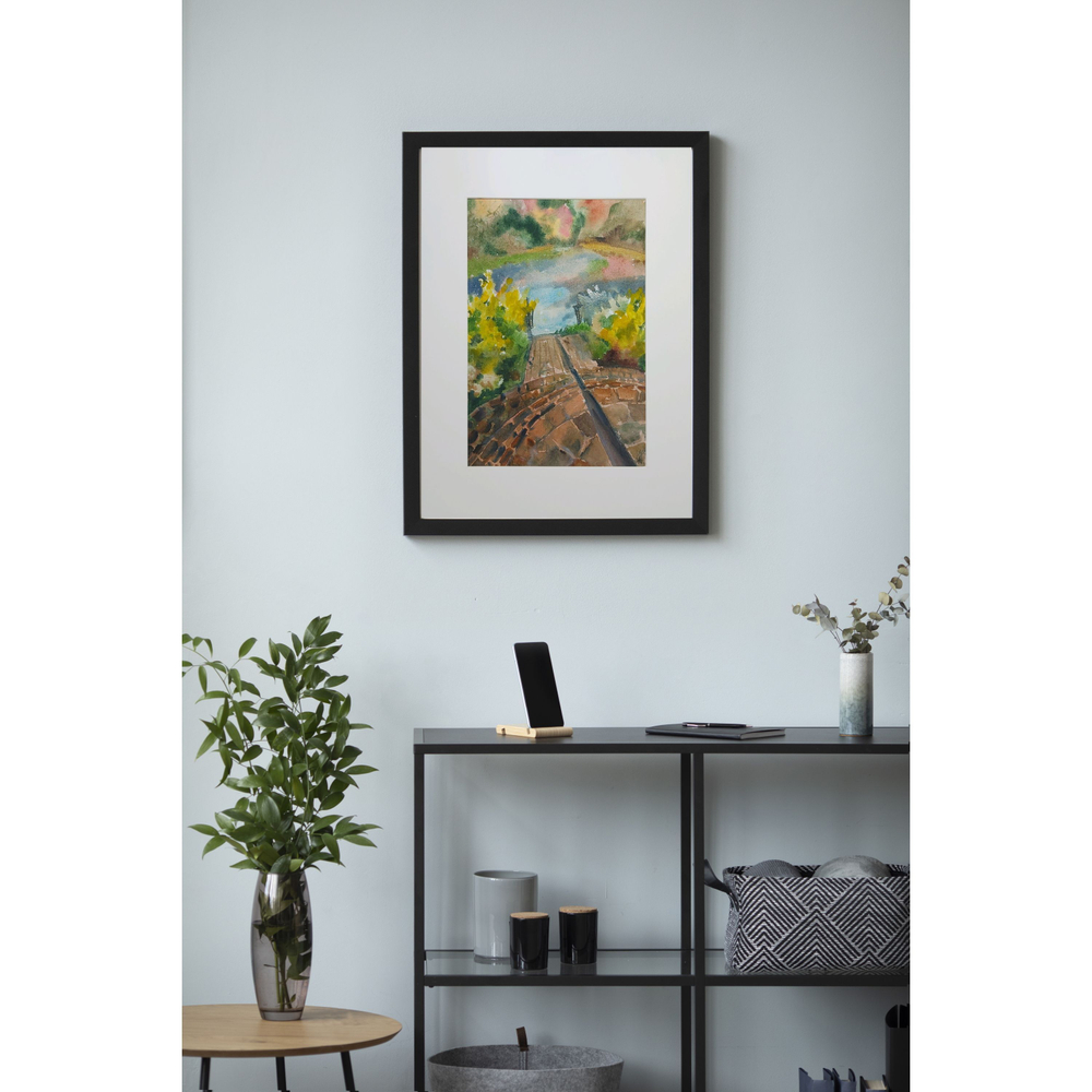 Картина авторская акварельная в паспарту 30х40 см на стену для интерьера "Ореховно"