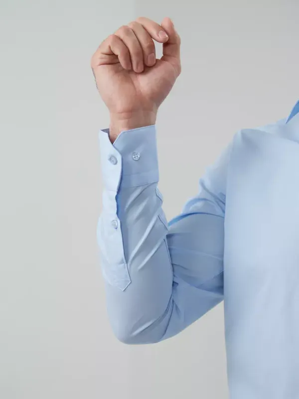 Рубашка на невысокий рост LOW SLIM FIT с длинным рукавом, голубая