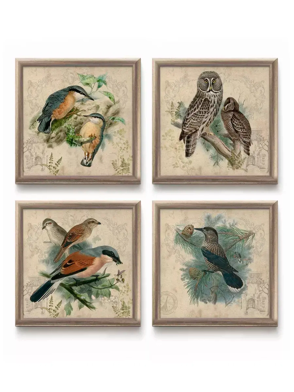 Картины на стену интерьерная на холсте 4 шт, 23*23 см