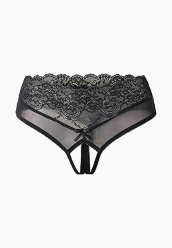 Черные высокие трусики с доступом и нежным кружевом (Easy to love)