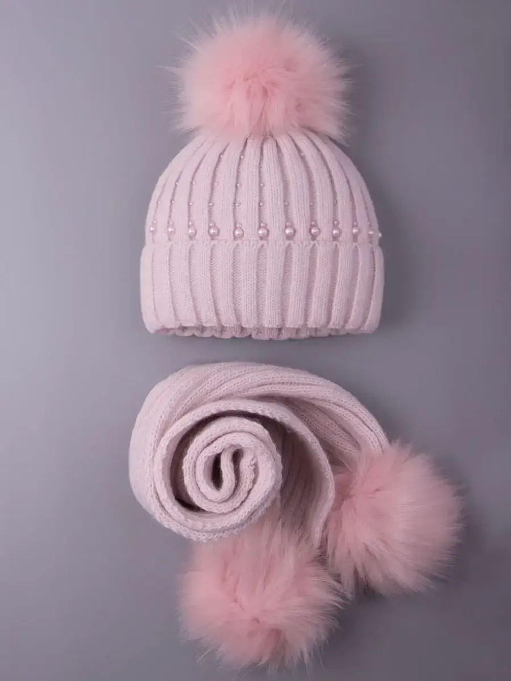 Шапка для девочки зимняя вязаная и шарф