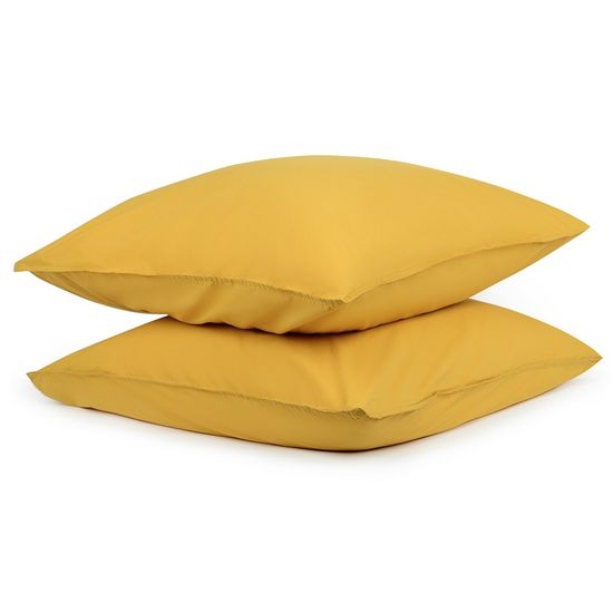 Набор из двух наволочек горчичного цвета из органического стираного хлопка из коллекции essential, 70х70 см