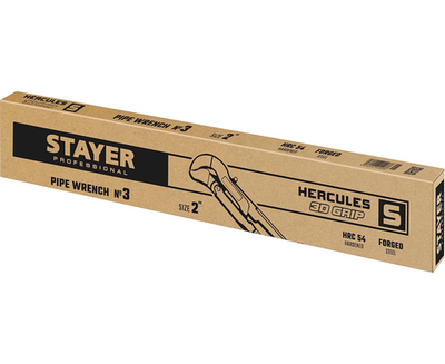 STAYER Hercules-S, №3, 2″, 560 мм, трубный ключ с изогнутыми губками, Professional (27311-3)