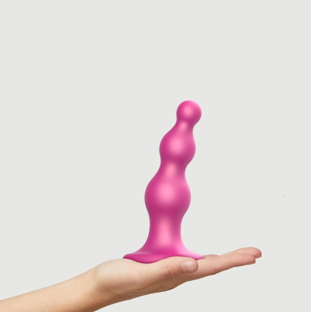 Фаллоимитатор Strap-On-Me Dildo Plug Beads Framboise металлик M, 15 см