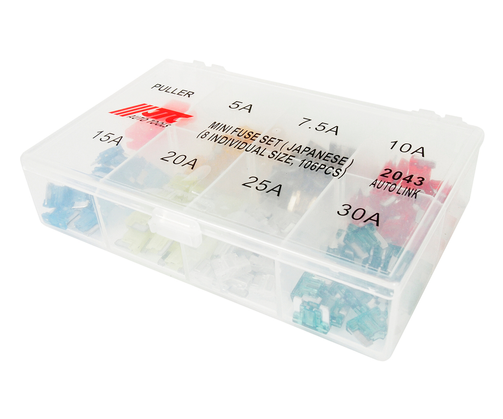 Предохранитель 5-30А мини (японские авто) 105шт. в боксе JTC