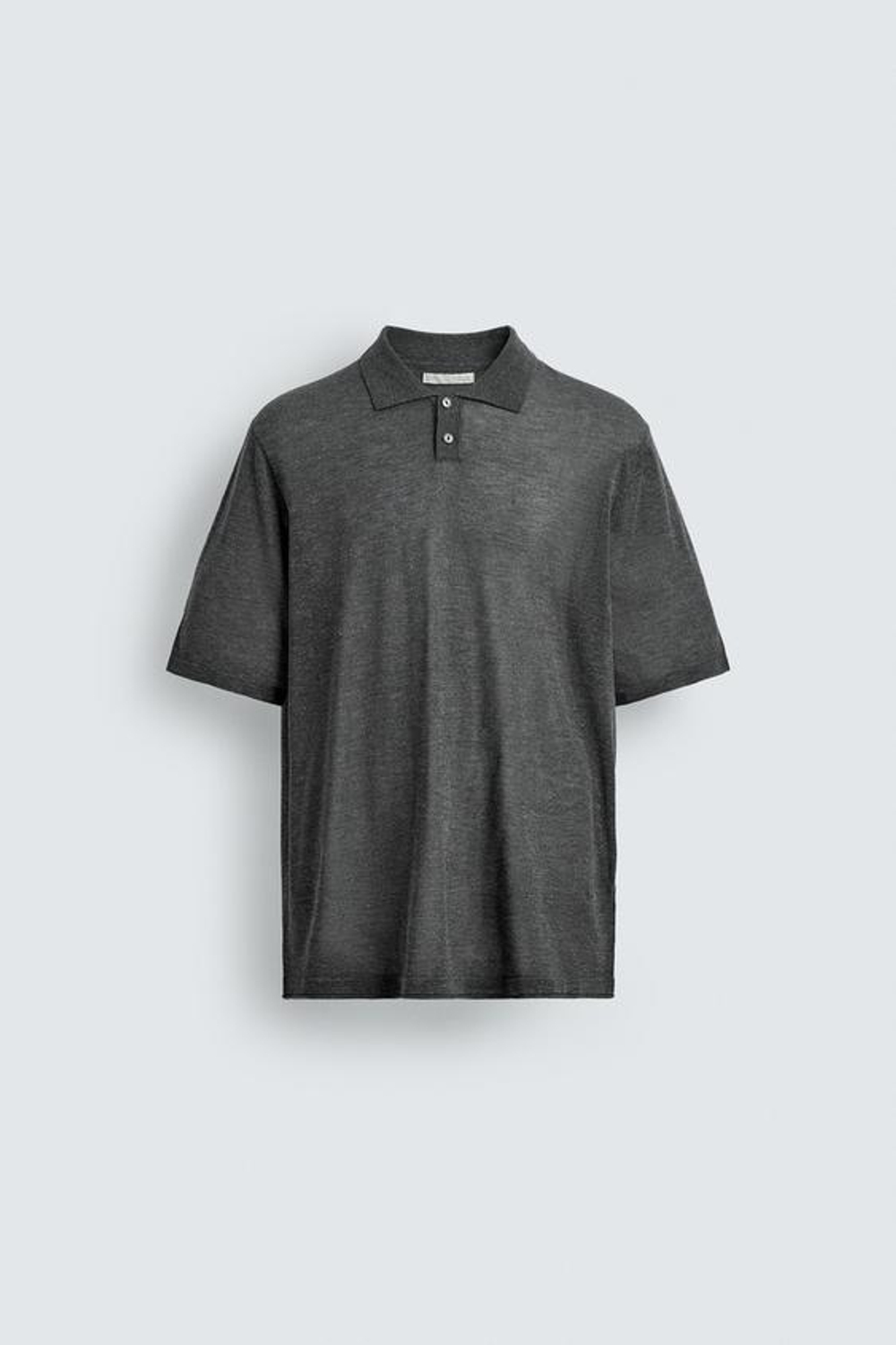 ZARA ТРИКОТАЖНОЕ ПОЛО RELAXED FIT, СЕРЫЙ МЕЛАНЖ