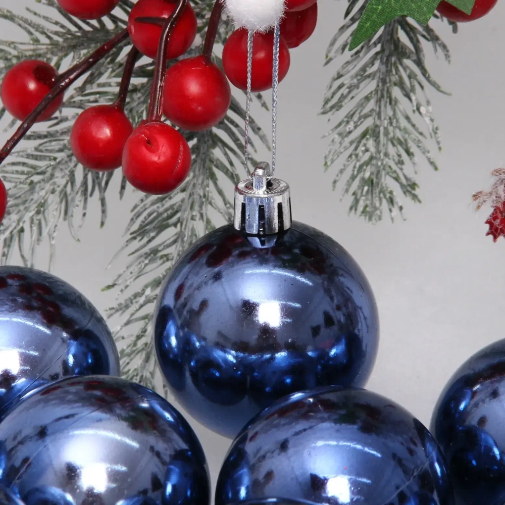 Новогодние шары 5 см (набор 24 шт) «Глянец», сапфир
