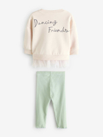 Толстовка и легинсы в комплекте для девочки Next B95-331, Молочный, Салатовый
