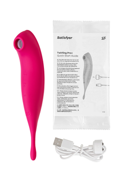 Точечный вибратор с вакуумной стимуляцией Satisfyer Twirling Pro Connect App, силикон, красный, 20см