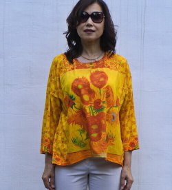 Туника "Подсолнухи", по мотивам картины Ван Гога "Ваза с 15 подсолнухами"