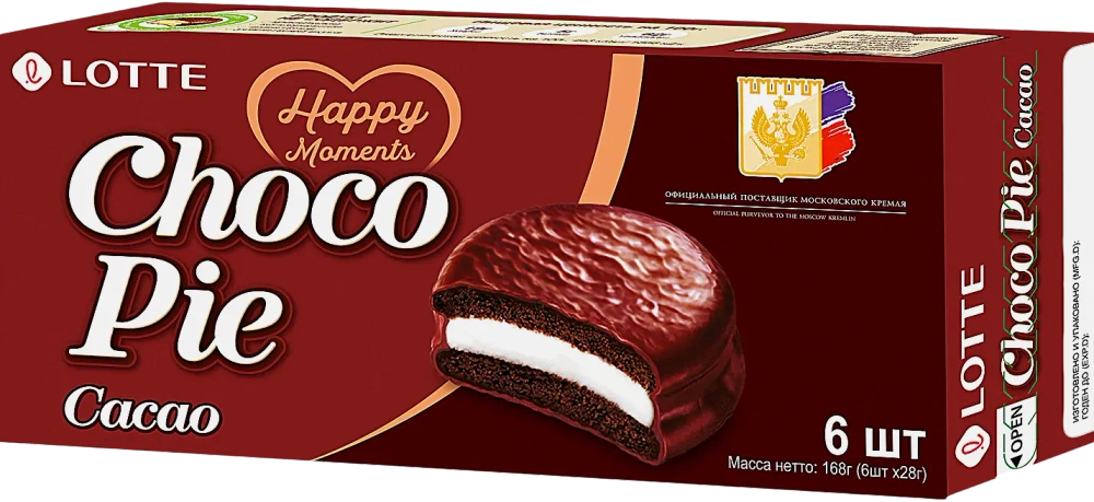 Печенье Choco Pie Cacao в глазури Lotte 6шт*28г