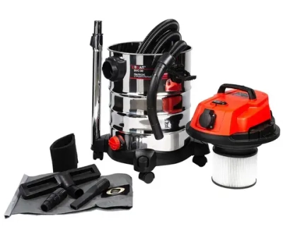 Пылесос строительный Brait BVC-30, промышленный, электрический (1400 Вт, 30 литров, розетка для инструмента,НЕРА фильтр, сухая/влажная уборка)
