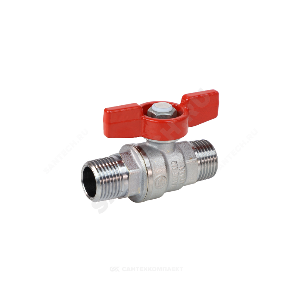 Кран шаровой латунь хром R253D Ду 25 Ру42 НР бабочка красная Giacomini R253X005
