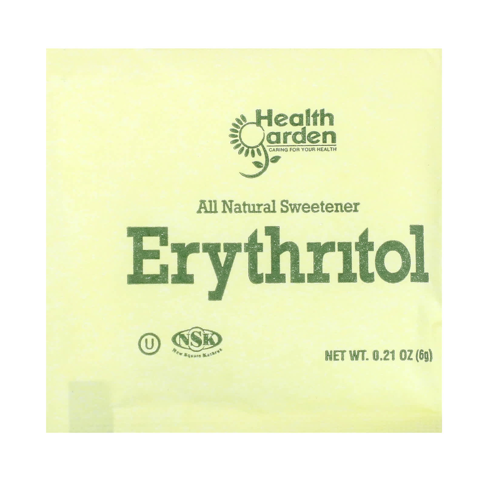 Health Garden, полностью натуральный подсластитель с эритритолом, 50 пакетиков по 6 г (0,21 унции)