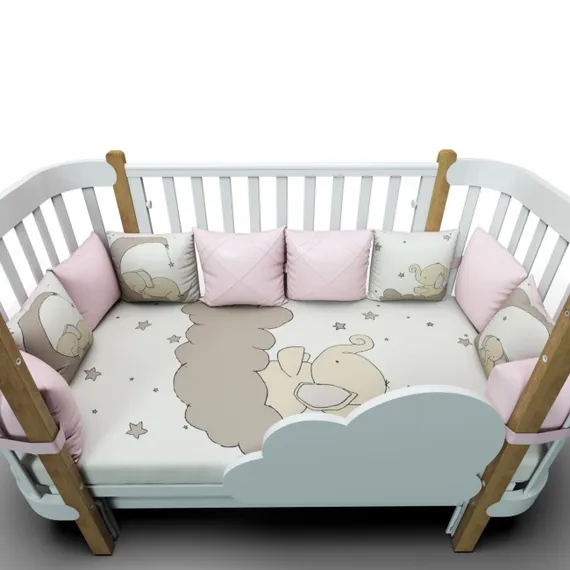 Набор в кроватку для новорожденных Lollycottons Слоники Розовый