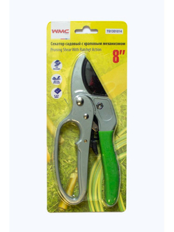 Секатор садовый усиленный с храповым механизмом (L-200мм) WMC TOOLS WMC-TG1301014