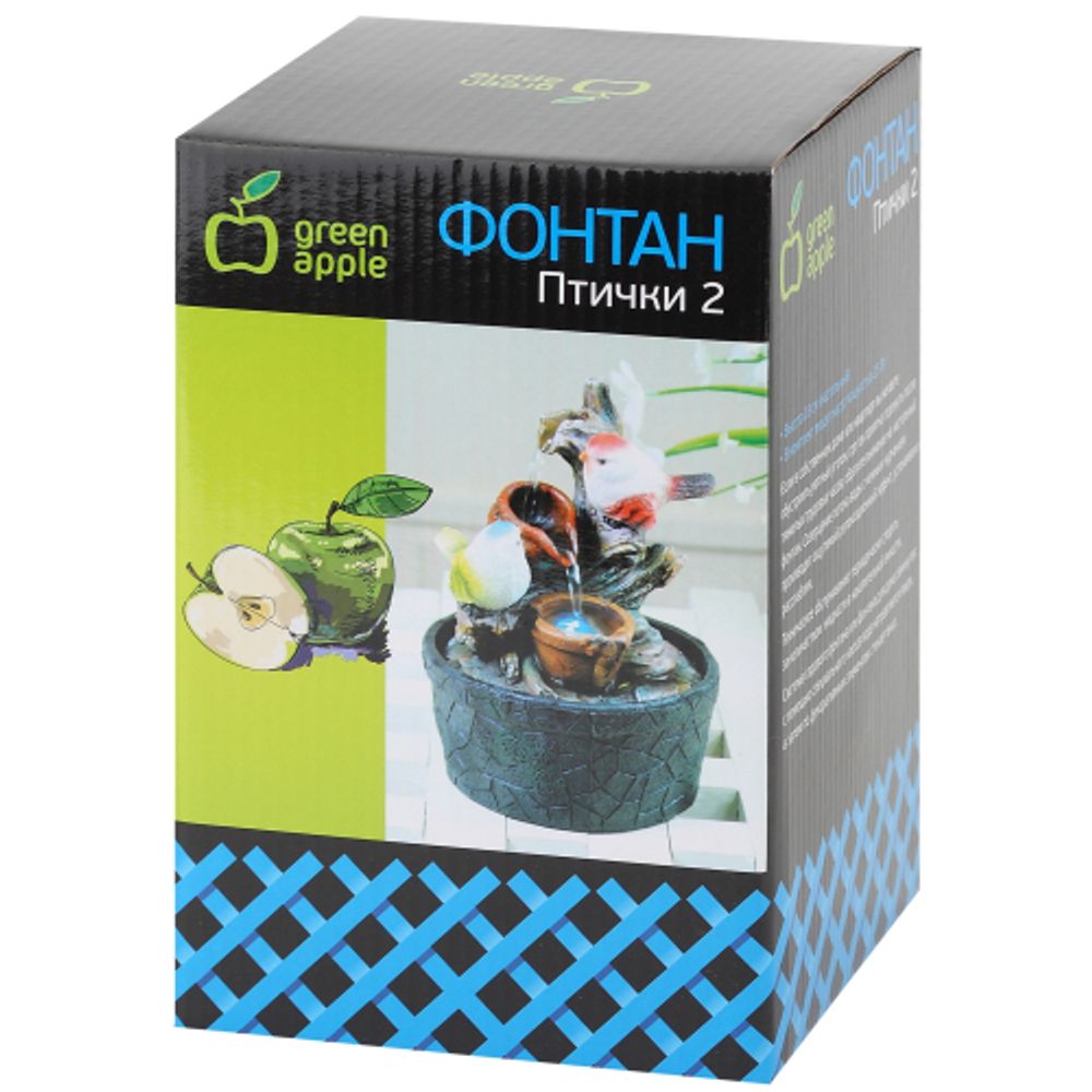 GAFN01-400 GREEN APPLE настольный фонтан с подсветкой Птички 2
