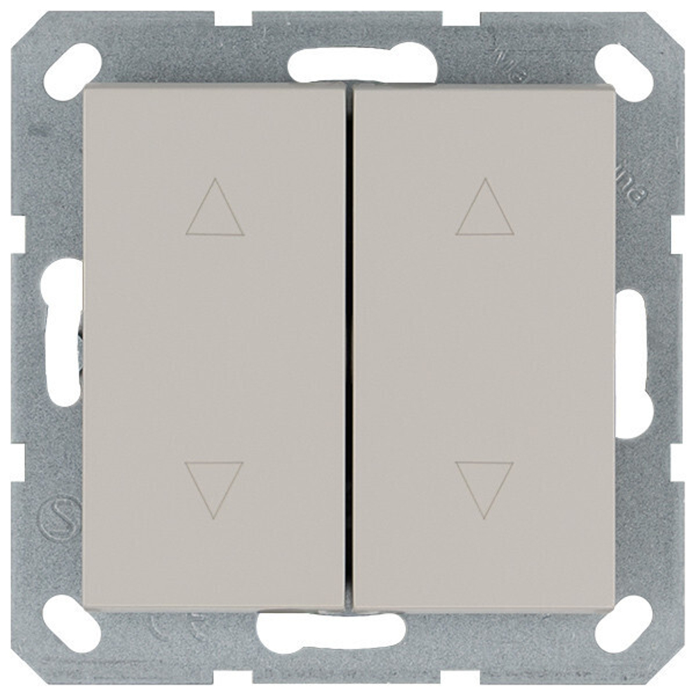 Выключатель двухклавишный для штор 10A 250V~ с накладкой, цвет Тауп