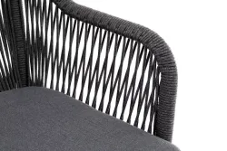 "Лион" стул плетеный из роупа, каркас алюминий серый (RAL7022) муар, роуп серый круглый, ткань серая 017