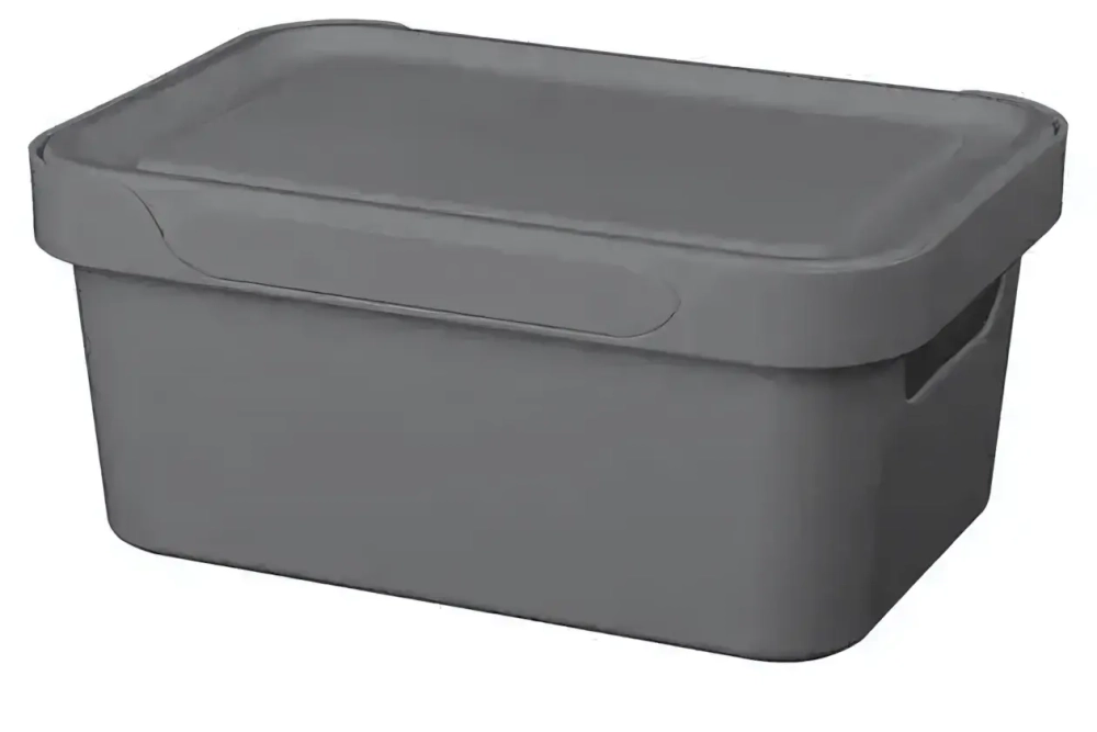 Контейнер с крышкой универсальный для хранения «LUXE», серый, 38*27,6*14 см, 12л