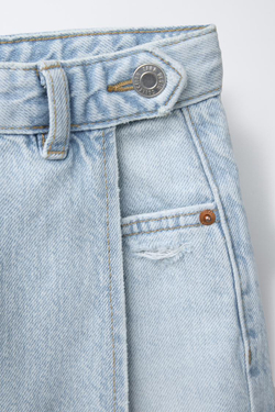 ZARA ДЖИНСОВАЯ ЮБКА-ШОРТЫ, ГОЛУБОЙ