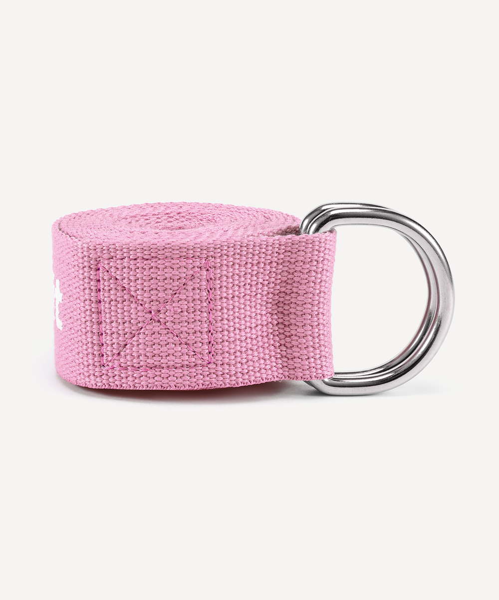 Ремень для йоги YB-100 183 см, хлопок, розовый пастель