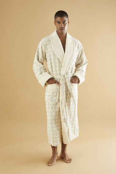 Халат мужской махровый 1420 кремовый Nusa Турция