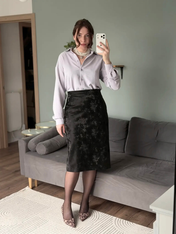 Светло-серая рубашка Сингапур с поясом