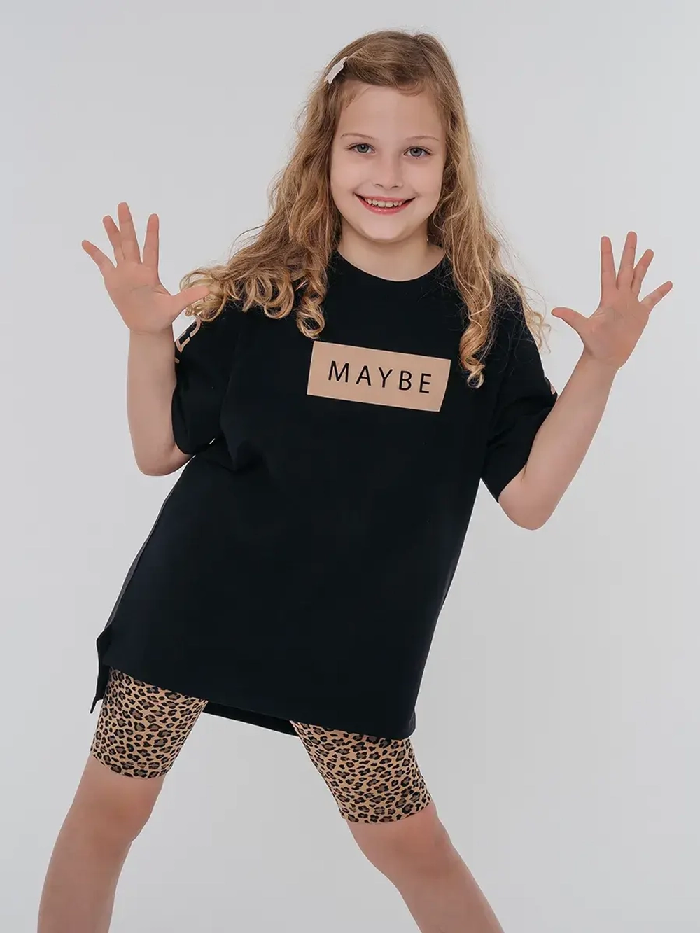 Летний костюм для девочки футболка и велосипедки