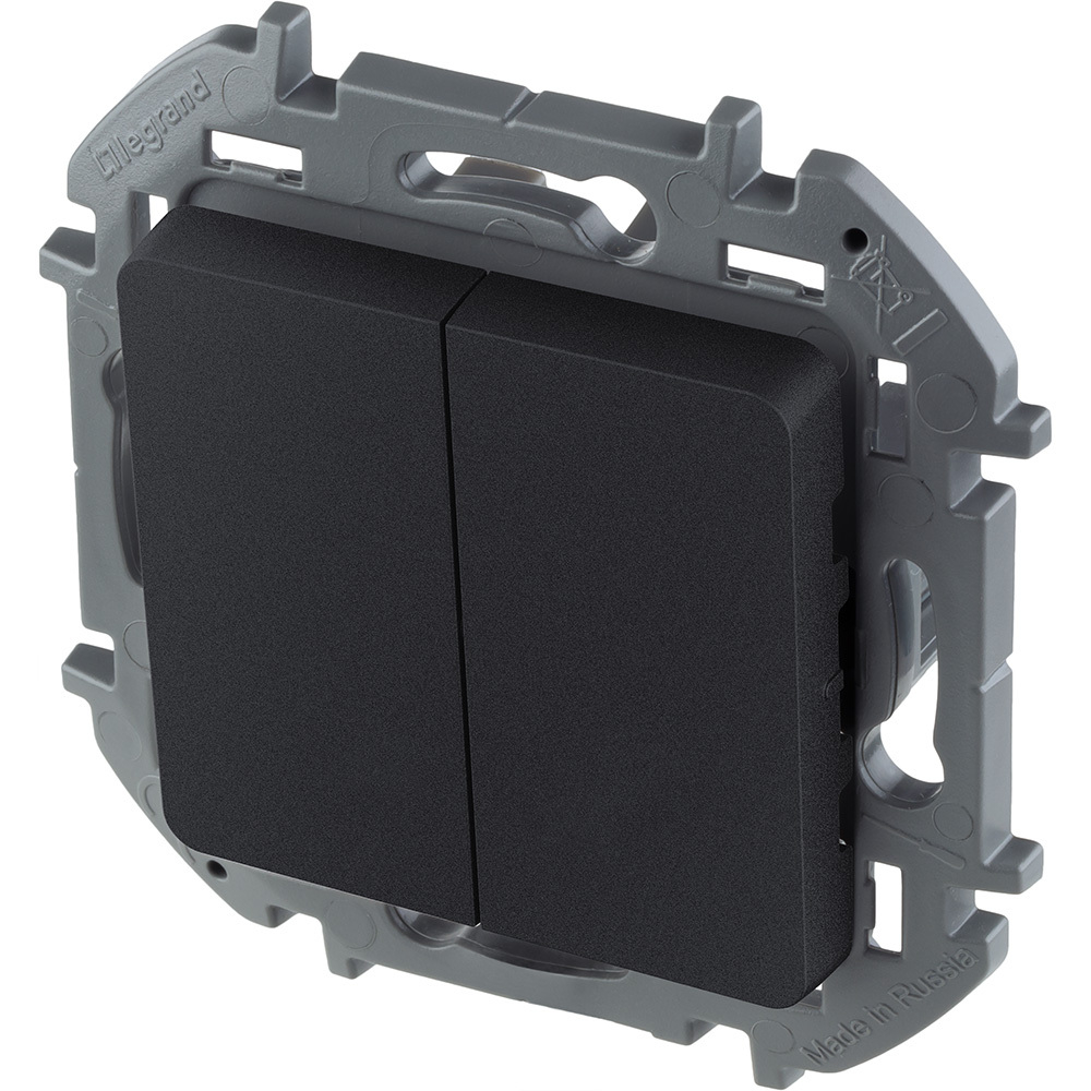 Выключатель 2х-клавишный 10А 250В антрацит Inspiria Legrand